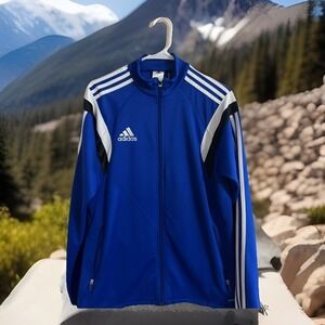 Y2K Men's Adidas Climacool Blue Zip Soccer‎ Track Jacket Size S OLDSTOCK